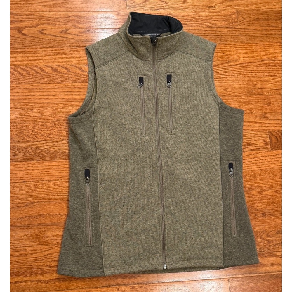 KUHL Interceptr Vest Mens Medium Olive Green Fleece Full Zip Outdoor Hiking Work